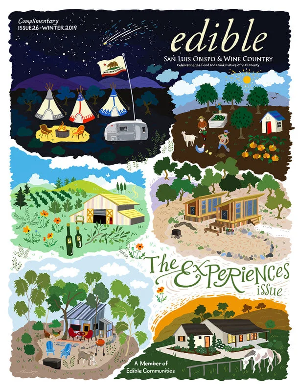 A colorful cover illustration of magazine Edible