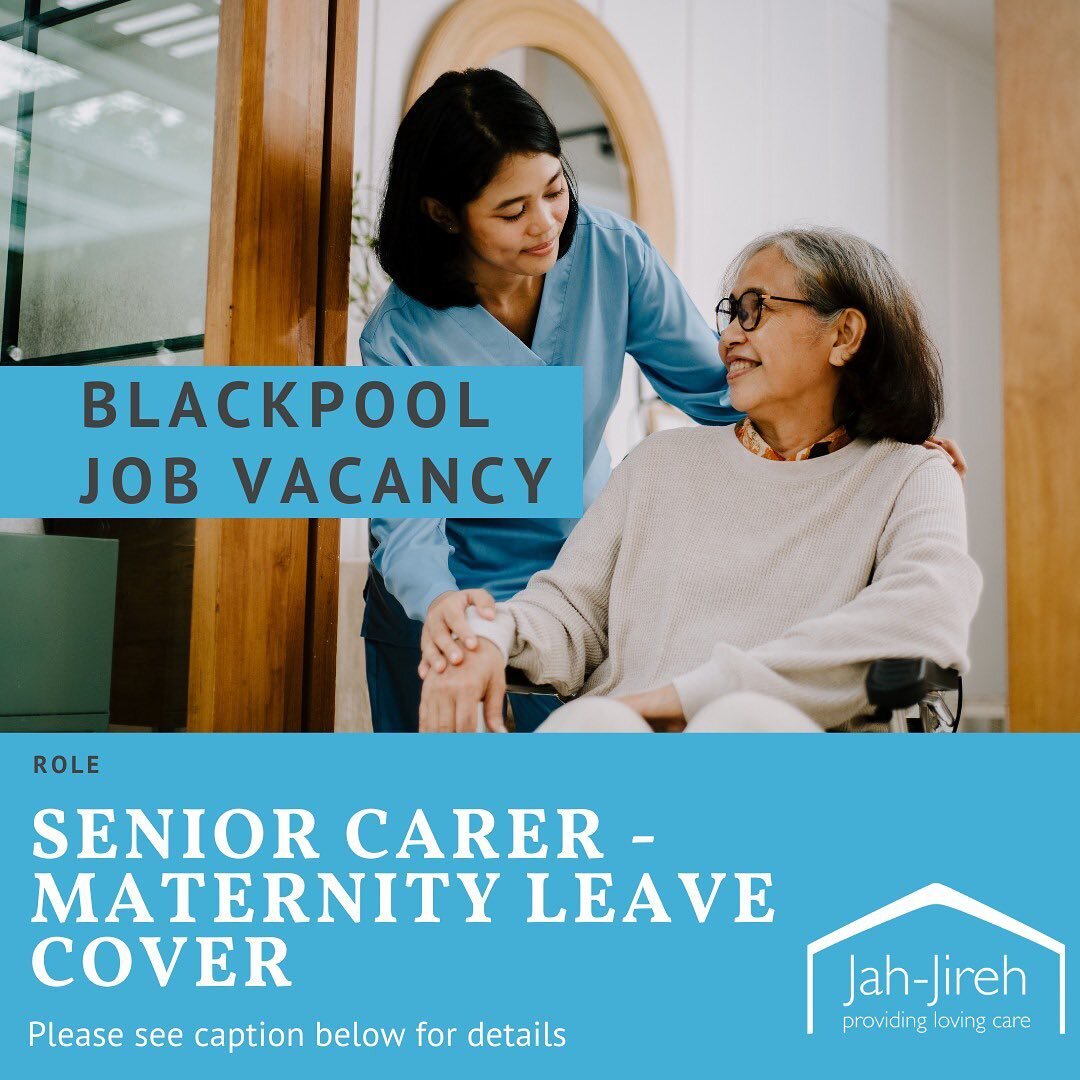 We have a job vacancy for a Senior Carer to cover a Maternity Leave in our Blackpool Home. 
Read more under the Jobs section on our website: https://www.jah-jireh.org/jobs/senior-carer-blackpool
.
.
.
.
.
#jobs #carer #carehome #seniors #eldercare #e