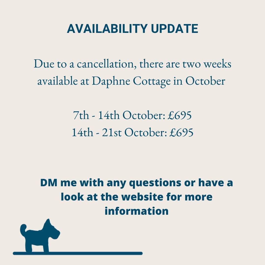 Rare availability @daphnecottage for this October - we've had a cancellation sadly due to ill health so these two weeks are up for grabs. &pound;695 per week⁠
🐕️🤎🐕️⁠
Grab your dog and head on down - it's a truly magical time to be in Cornwall, no 