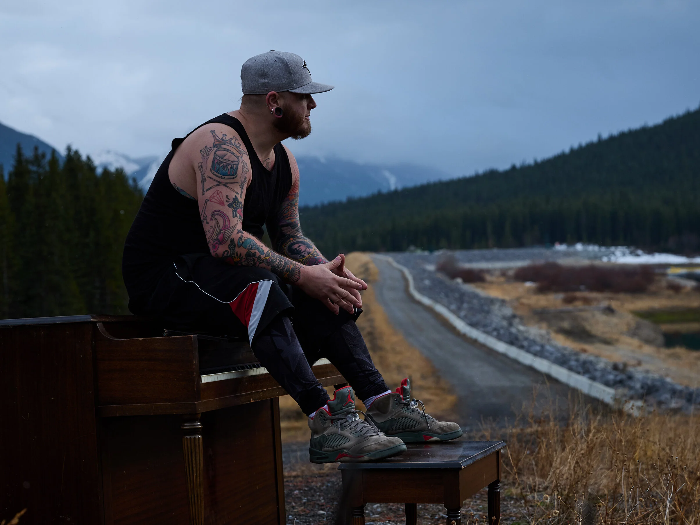 Piano on a mountain.