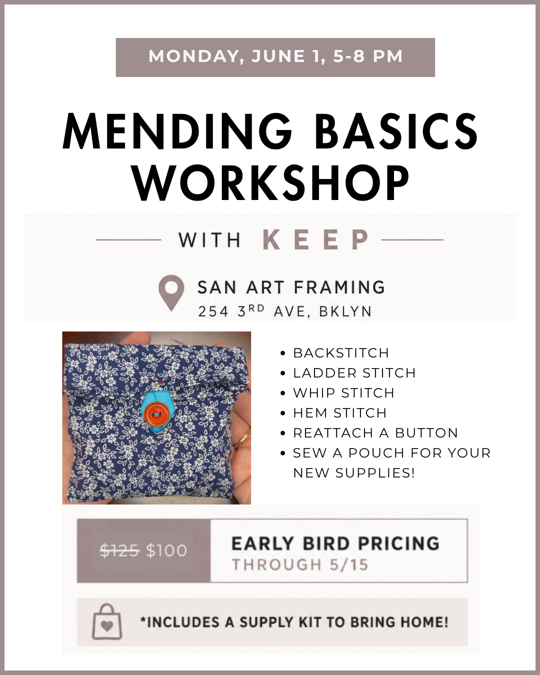 Mending basics workshop with @thebigkeep