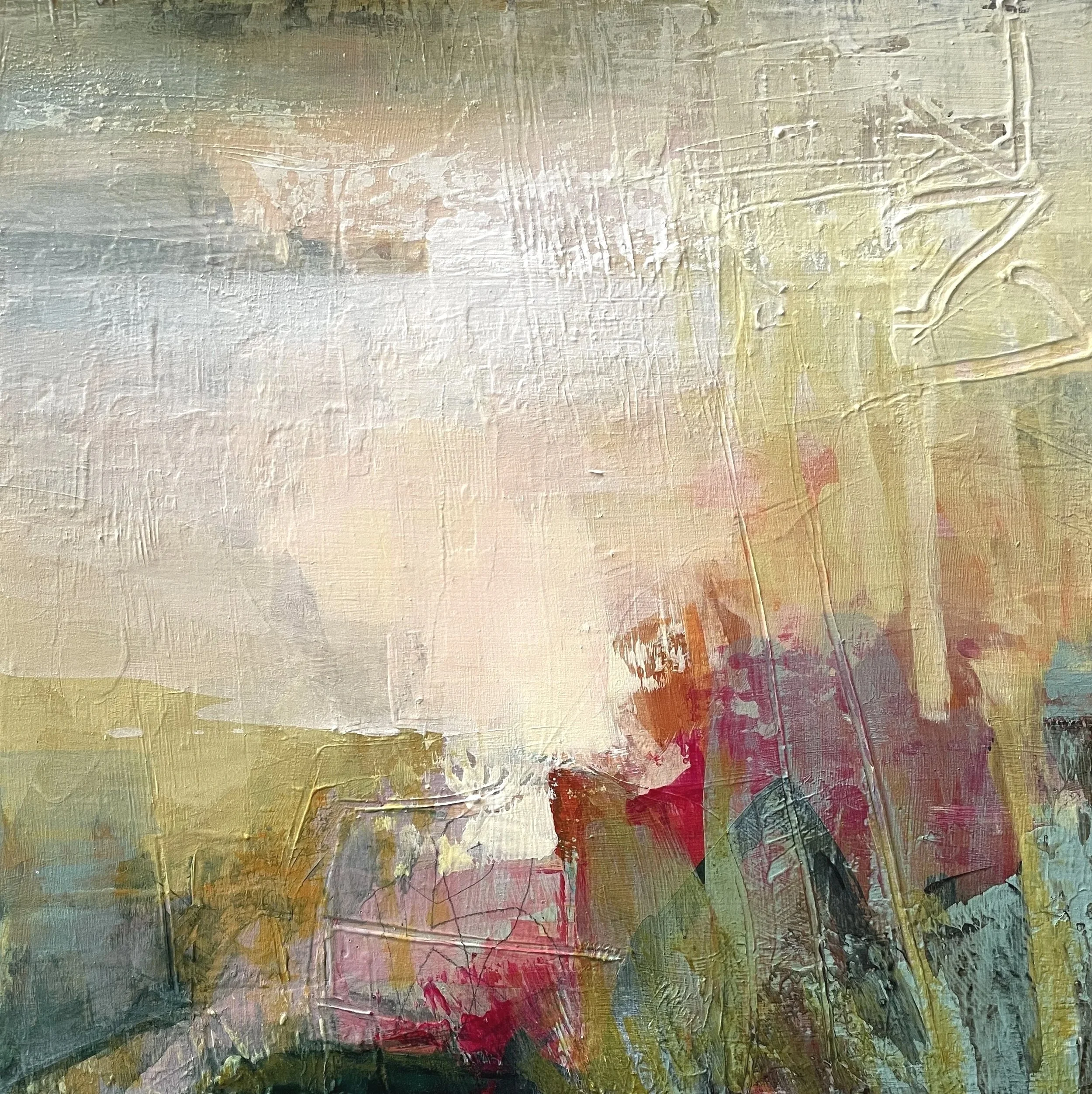 small pink and yellow abstract landscape