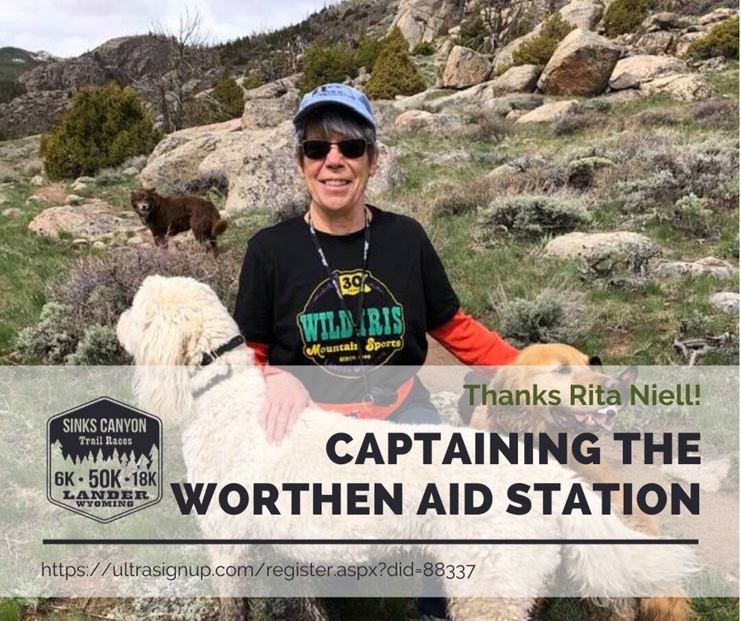 Another BIG Thank You to Rita Niell for captaining the Worthern Aid Station!

Rita and her husband, Michael Kotrick, retired to Lander in March of 2013. Rita enjoys road cycling and hiking with friends including their many dogs. Rita serves on the bo