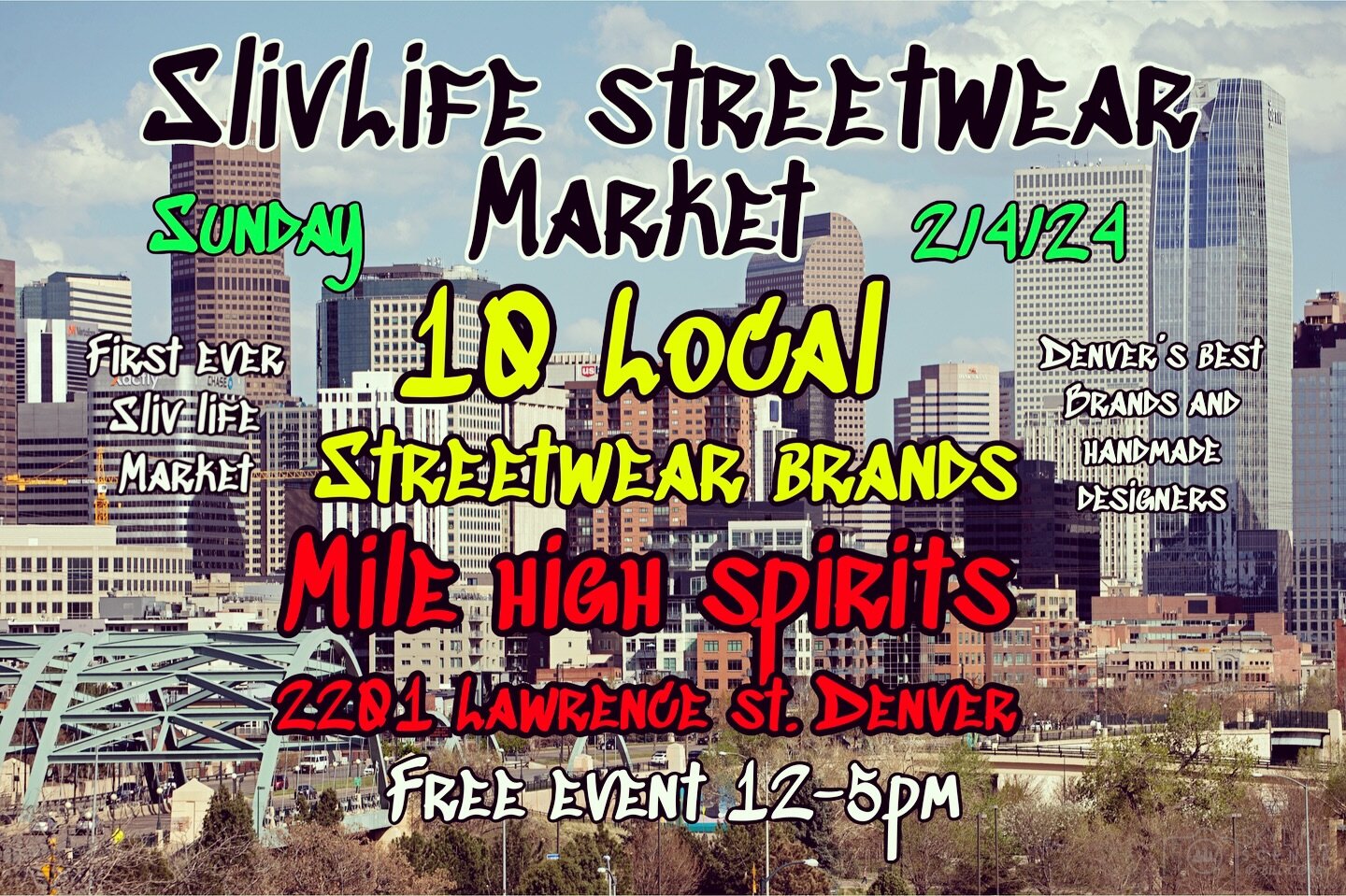 Denver! First ever Sliv Life Streetwear Market! Sunday 2/4/24 12-5pm free event at @milehighspirits in Denver 

Ive wanted to host my own pop up market for a little while now and I&rsquo;m excited to finally go for it! I wanted to give other brands a