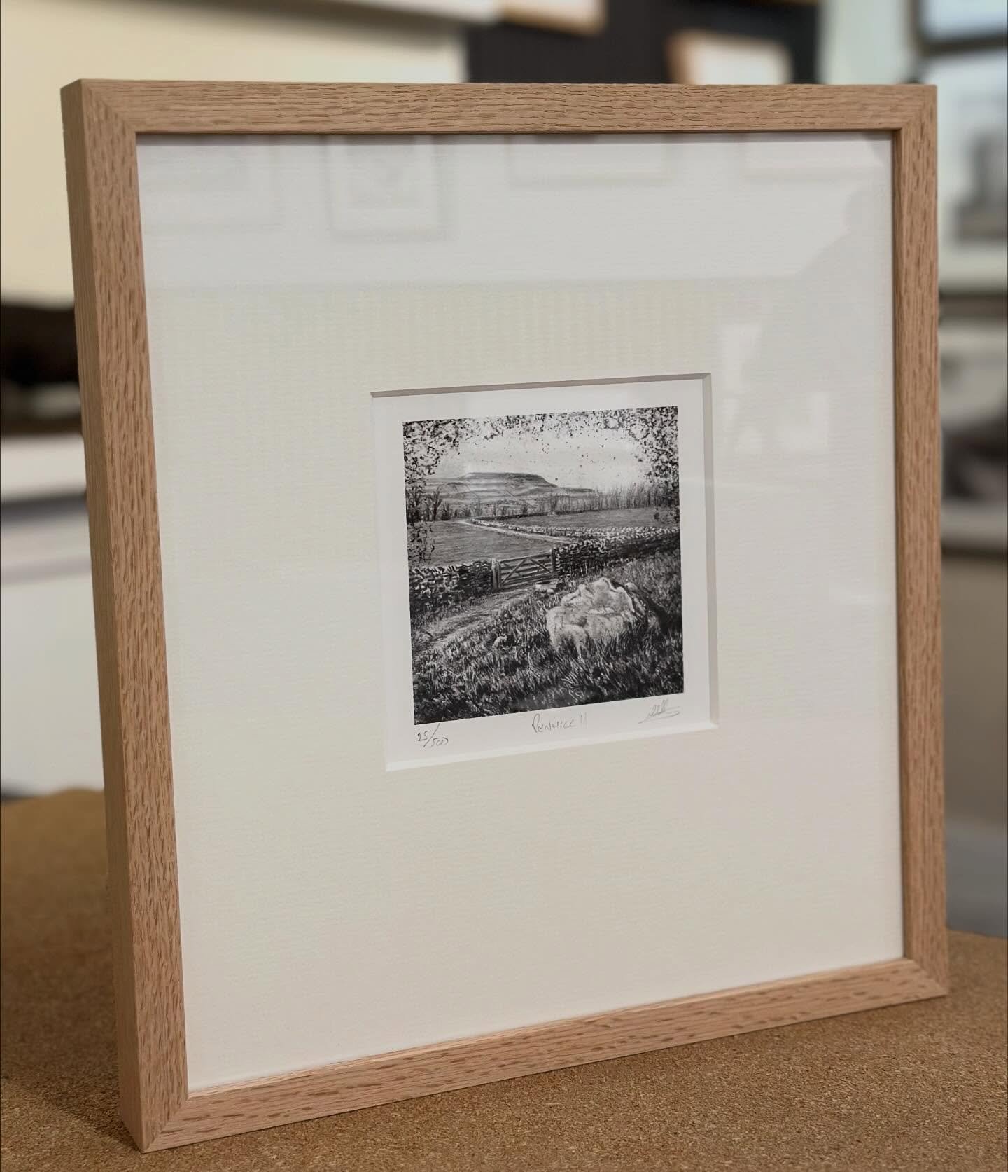 A mini print of a charcoal drawing of Pehhill, in Wensleydale. We used to walk along here most days with our last retriever, Brinkley, when we lived up that way.