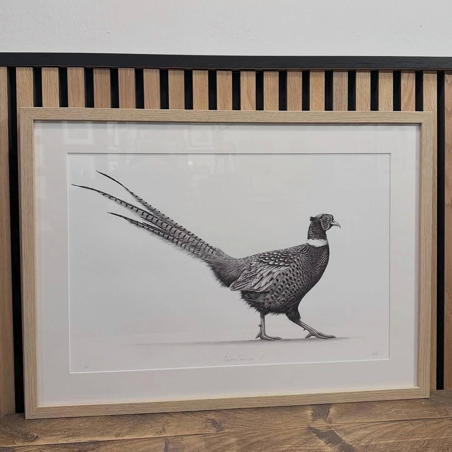 &lsquo;Strutting Pheasant IV&rsquo; limited edition print framed in oak