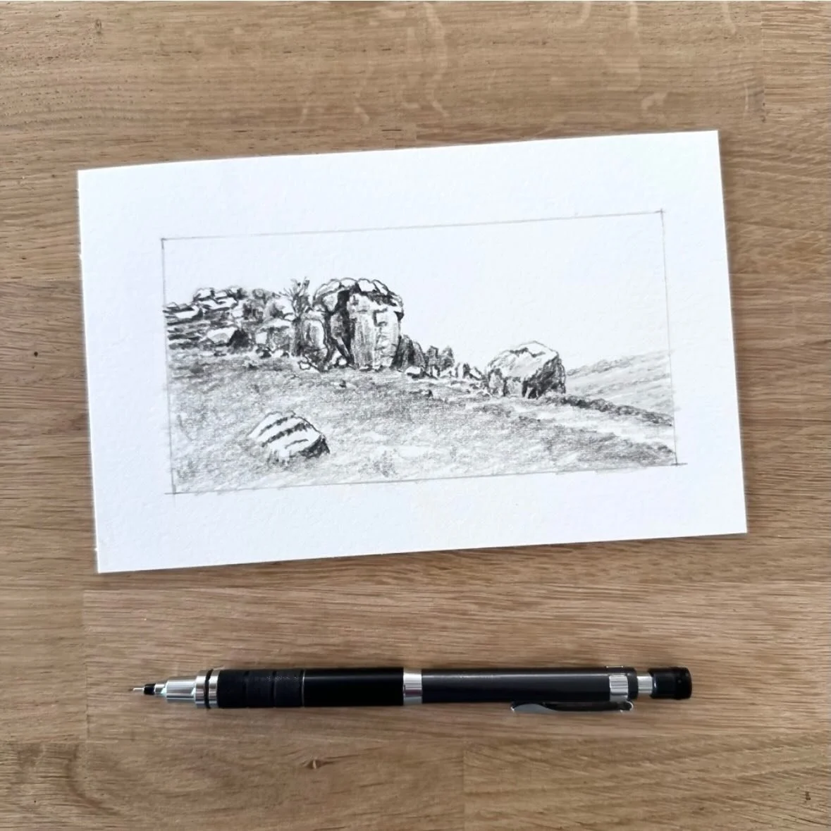 I&rsquo;m still in a landscape mood so here&rsquo;s an initial sketch of Cow and Calf rocks at Ilkley.