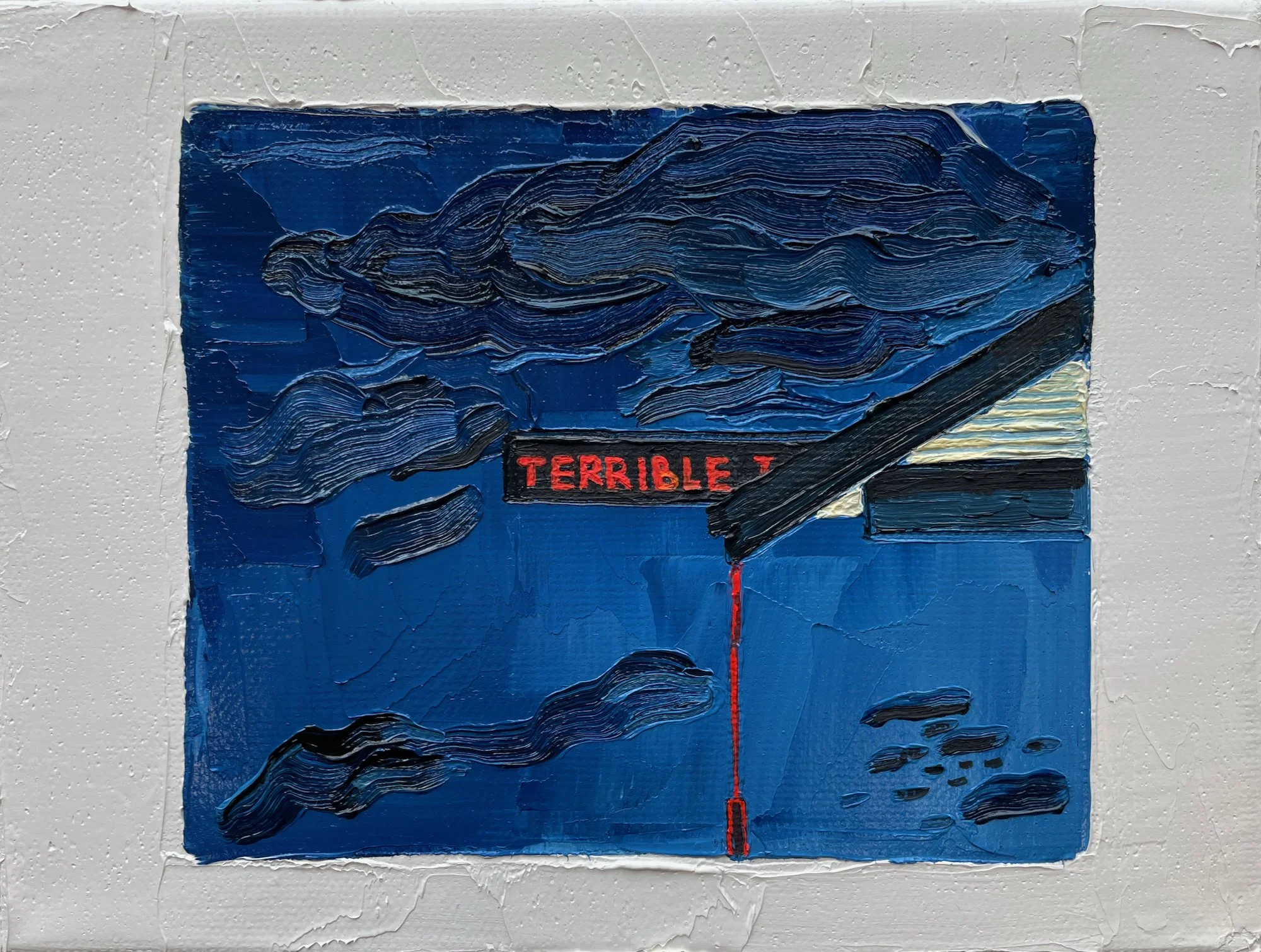 postcard of jeff brouws terrible banning ca (1991) pigment ink print 6"x8" 2026 oil on canvas