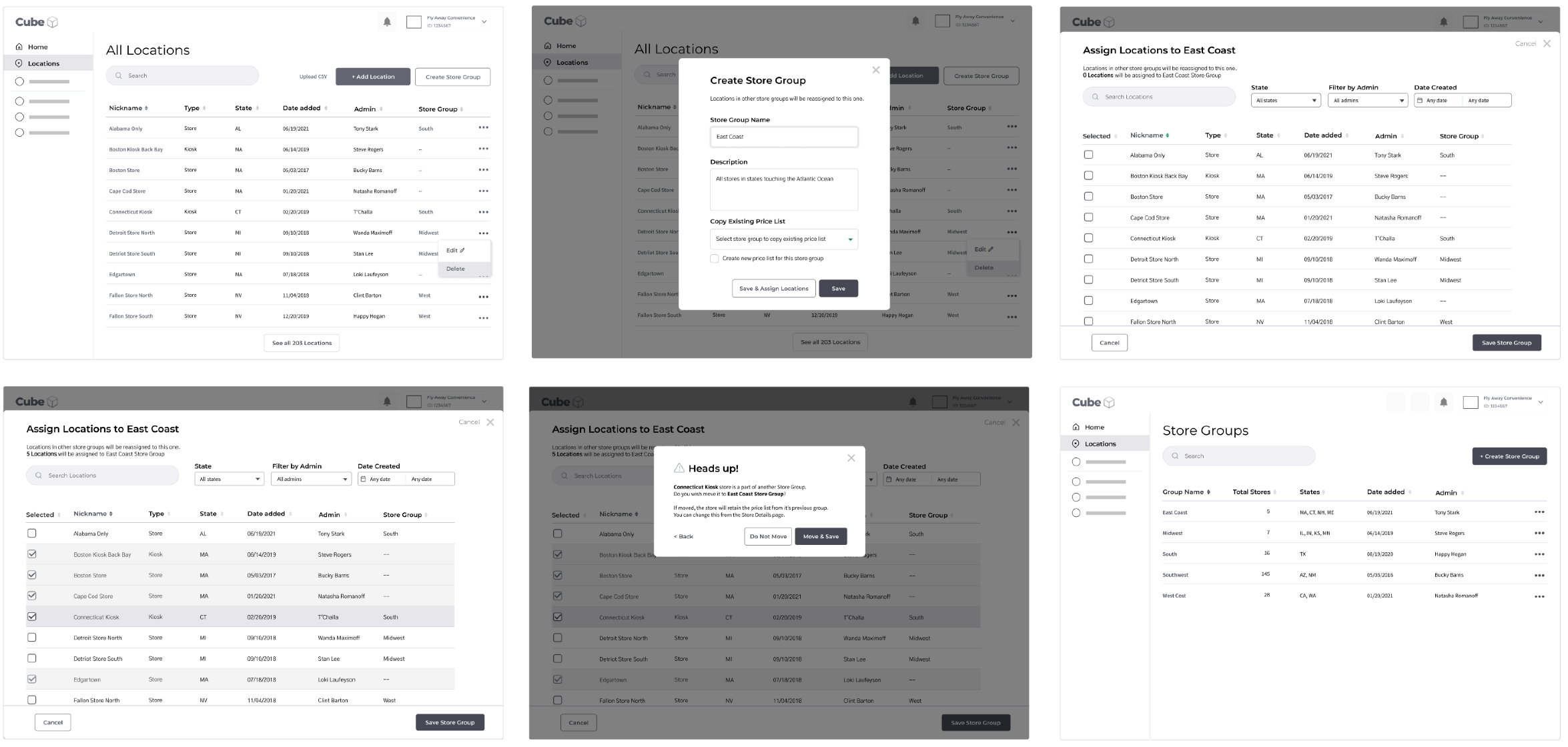 Wireframing the experience for setting Store Groups