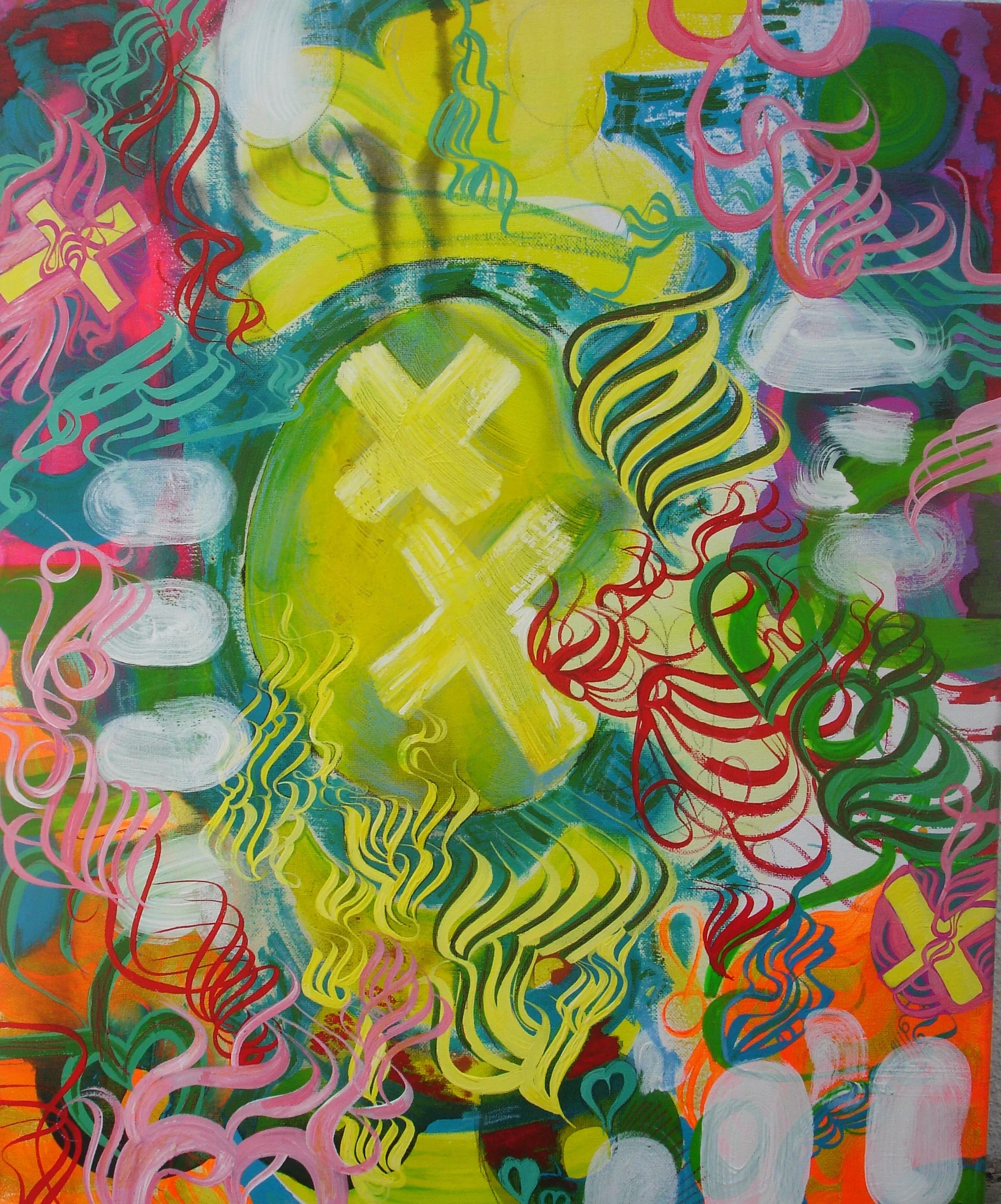 NOTHING, 2023, Acrylics and colour pencils on canvas, 60 x 50 cm