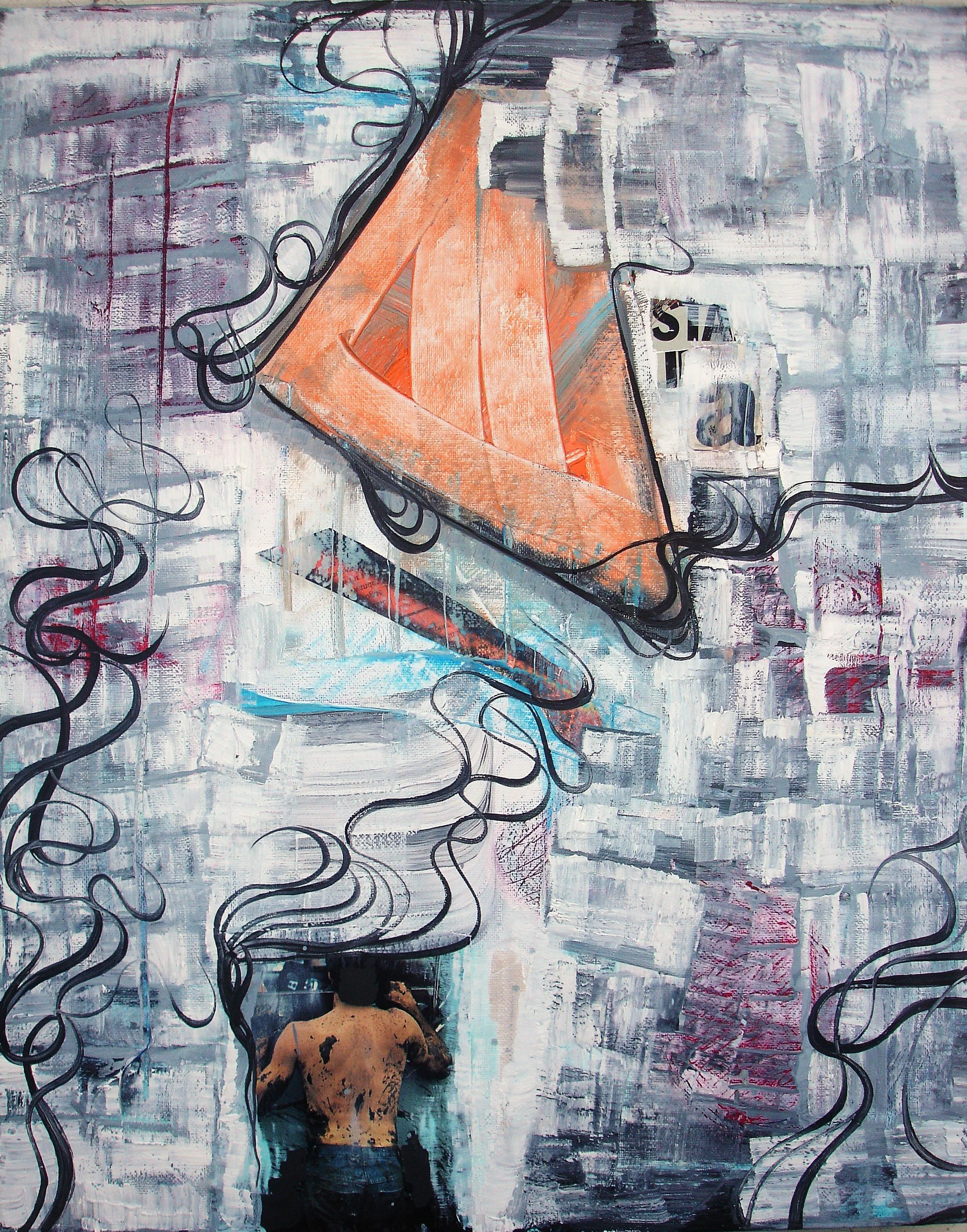 STAIN, 2025, Mixed media on canvas, 50 x 40 cm