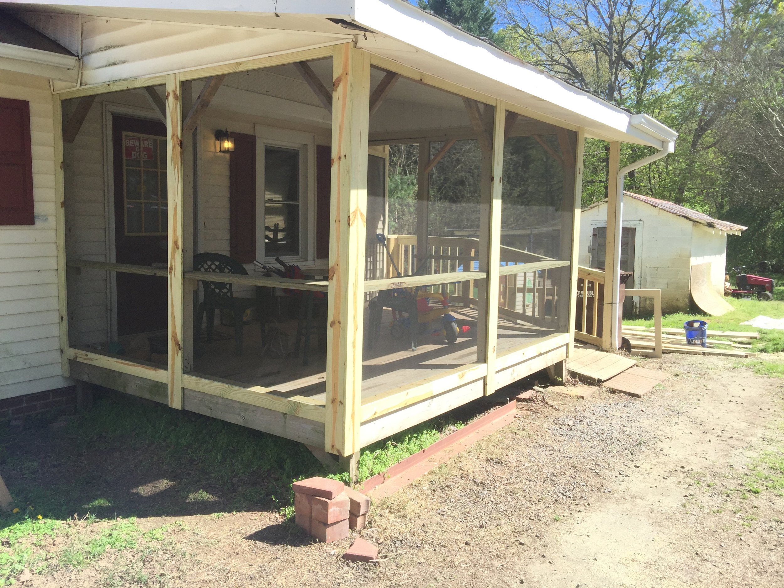 Porch repair and screen-in in Yadkinville, NC.