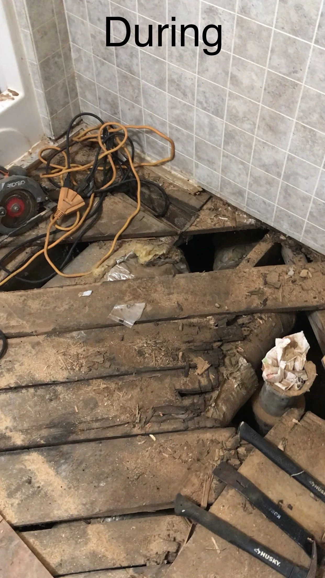 Millers Creek, NC bathroom floor replacement.