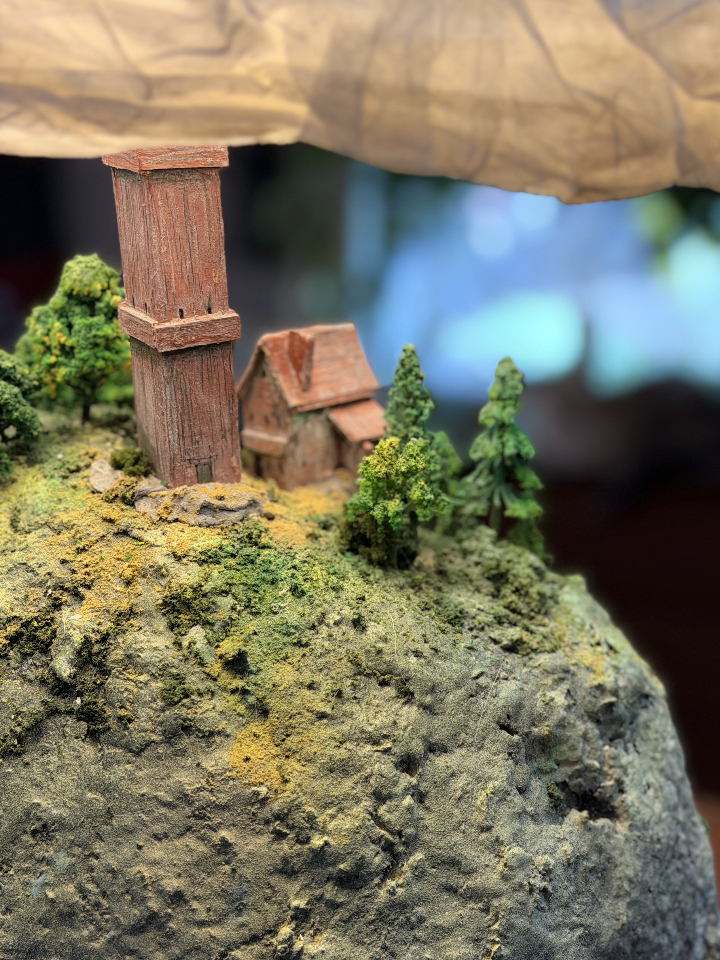 Miniature Landscape lamp, handmade coastal island sculpture, by Barak Hardley