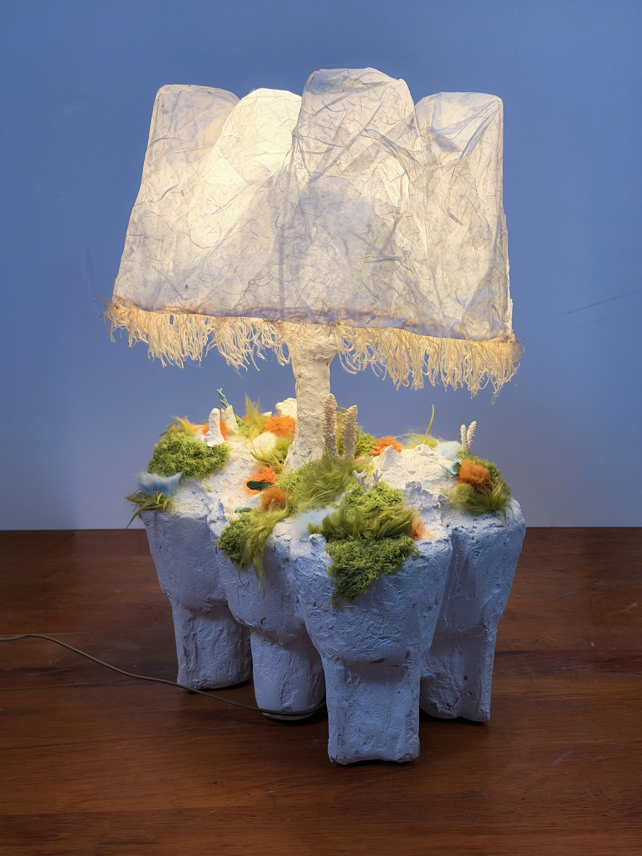 Undersea Voyage Lamp, handmade underwater sculpture with jellyfish shade, by Barak Hardley