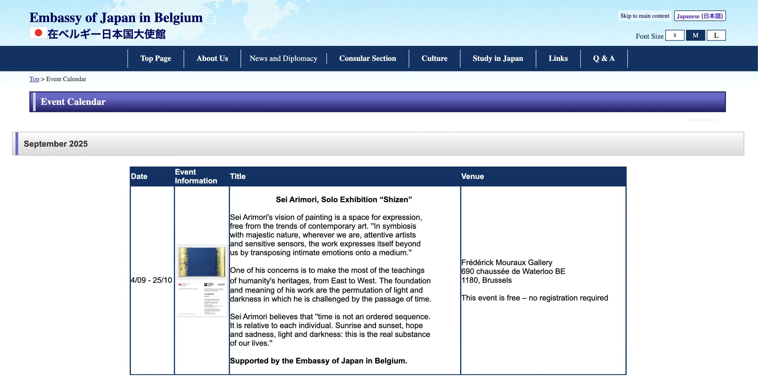 Embassy of Japan in Belgium - September 2025