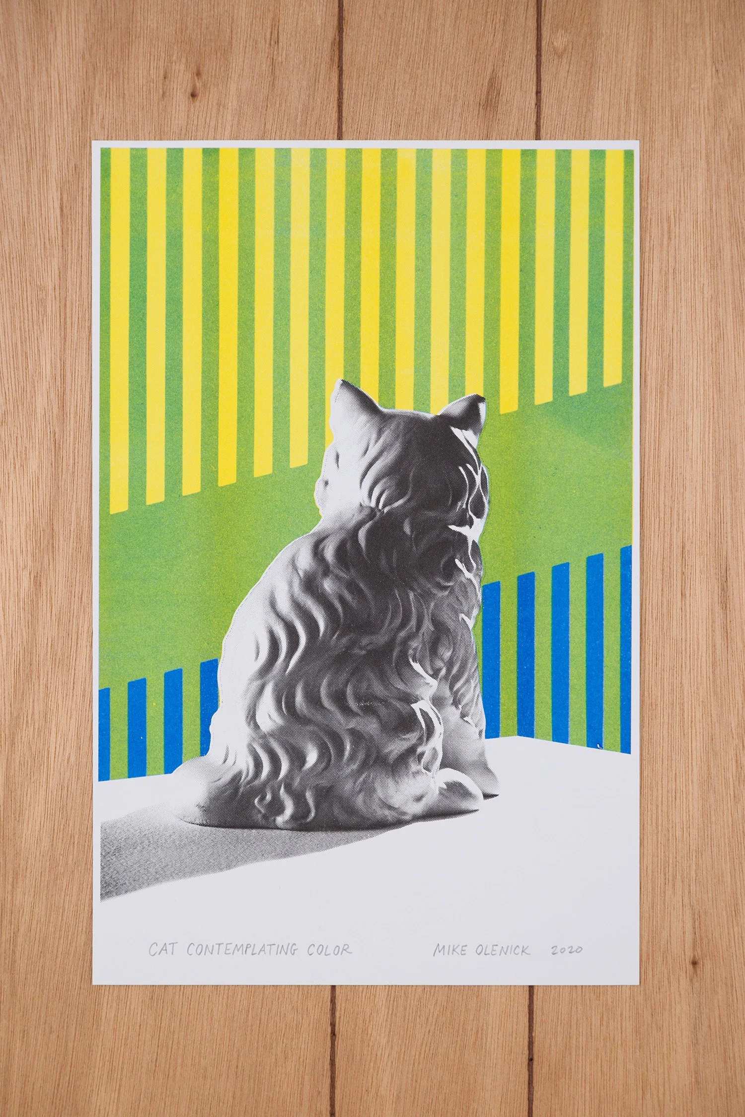 Cat Contemplating Color (Green)