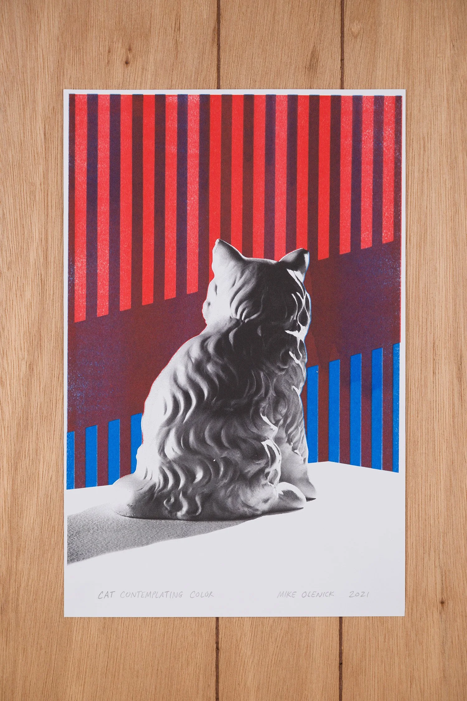 Cat Contemplating Color (Purple)