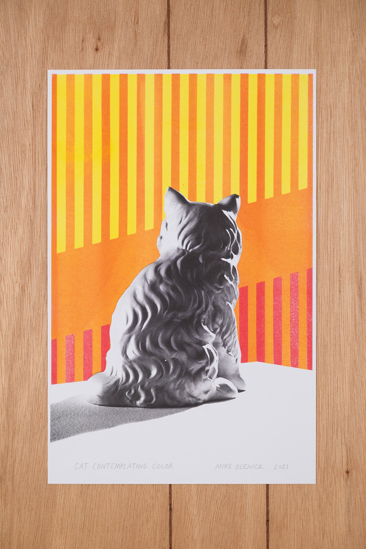 Cat Contemplating Color (Orange)