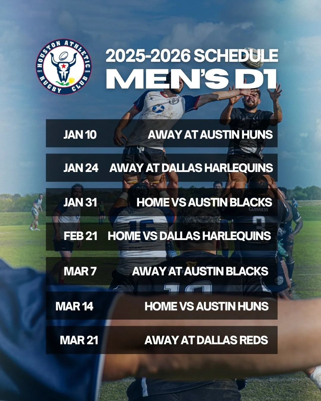 FOUR TEAMS. ONE CLUB. We are proud to represent Houston in Men&rsquo;s Division 1 @rrrpremiership Women&rsquo;s Division 1 @rrrpremiership , Women&rsquo;s Division 2, Men&rsquo;s Division 3, all under @texasrugbyunion and within @usaclub.rugby 

COME