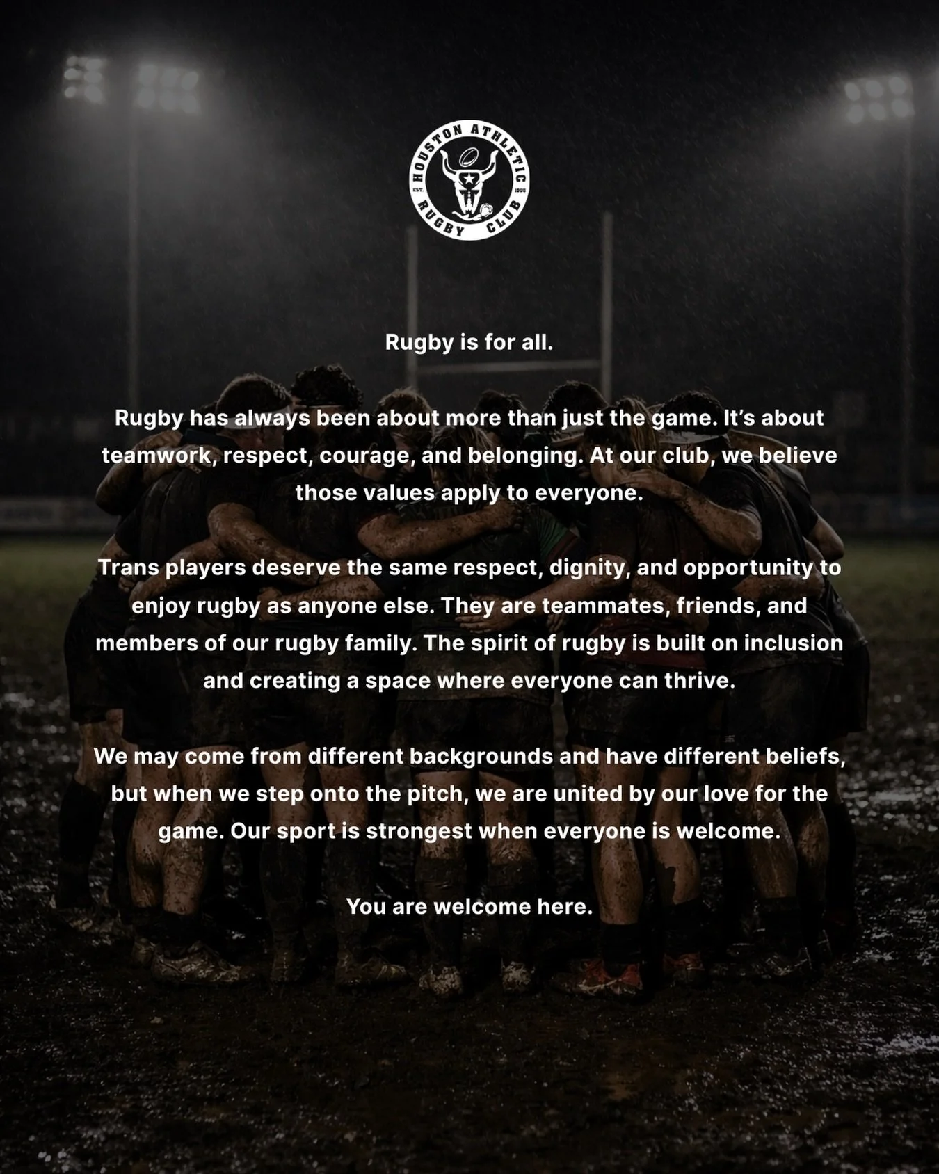 You are welcome here. #rugby #houston #texasrugby #transrights🏳️&zwj;⚧️