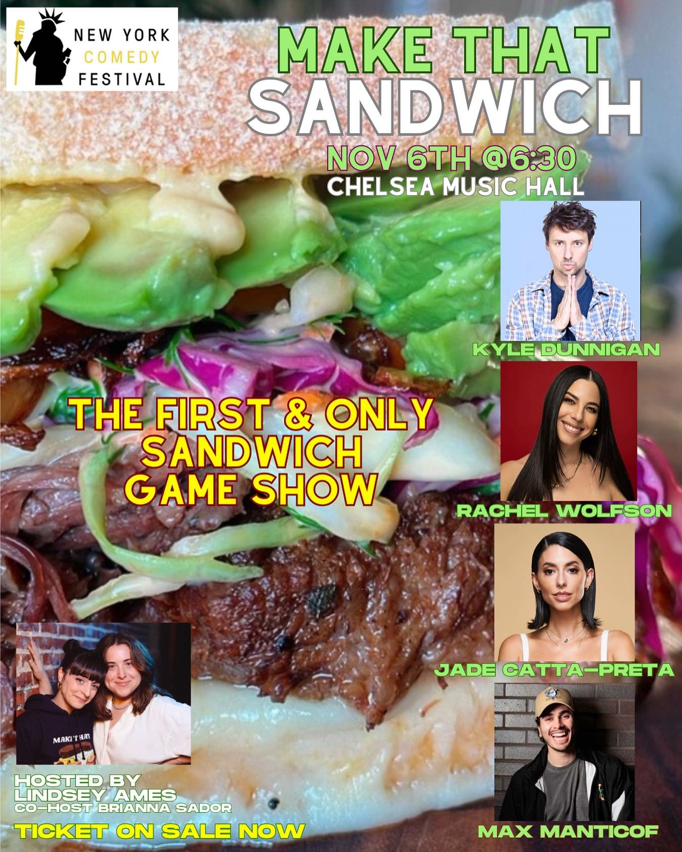 Get ready to LOL and satisfy your cravings! 🤣🥪 Join us on Nov 6 at 6:30pm at Chelsea Music Hall for 'Make That Sandwich' &ndash; where comedy and cooking collide on stage. Don't miss this sthe hilarious, mouth-watering show! Secure your tickets and