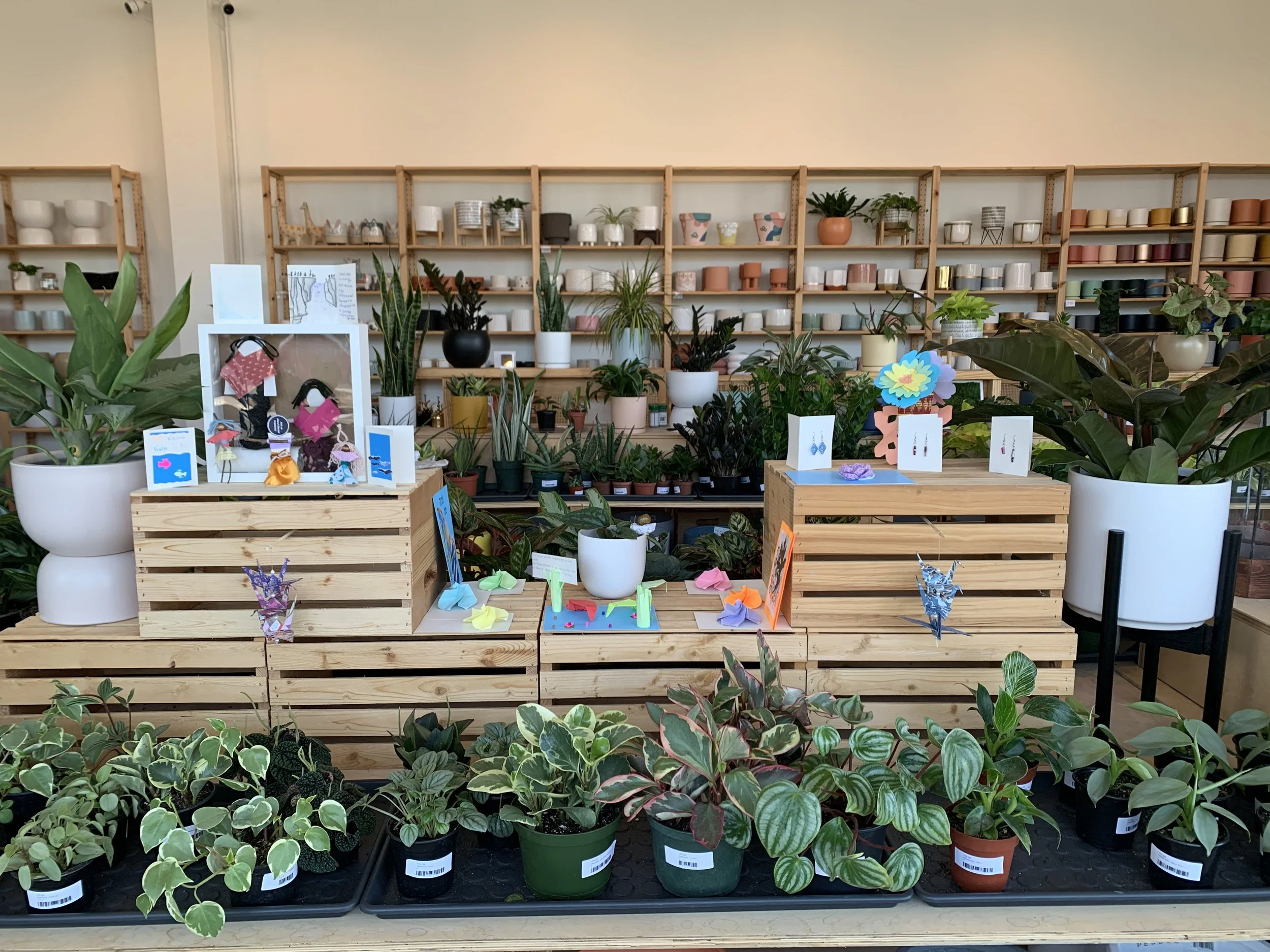 community displays of our repurposed handmade arts at 'Planted' Thanks to the owners for her help and support. 