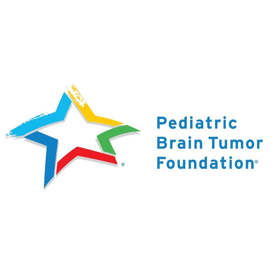 Logo of Pediatric Brain Tumor Foundation featuring a colorful five-pointed star with a white star cutout in the center, accompanied by blue text.