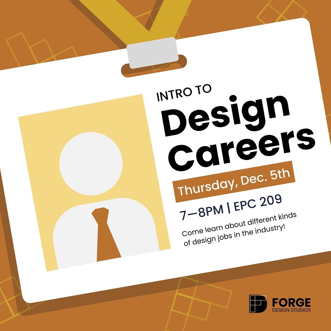 🎨✨ Curious about where a design career can take you? Join us for Intro to Design Careers this Thursday, Dec. 3rd, from 7-8 PM in EPC 209 to explore the diverse paths designers can follow&mdash;from small agencies to big industries and beyond. Don&rs