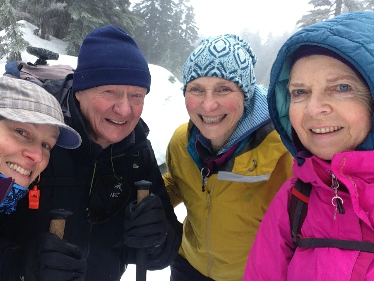 Tamsin, Rick, Martina and Julie, Cypress Mountain, January 2020