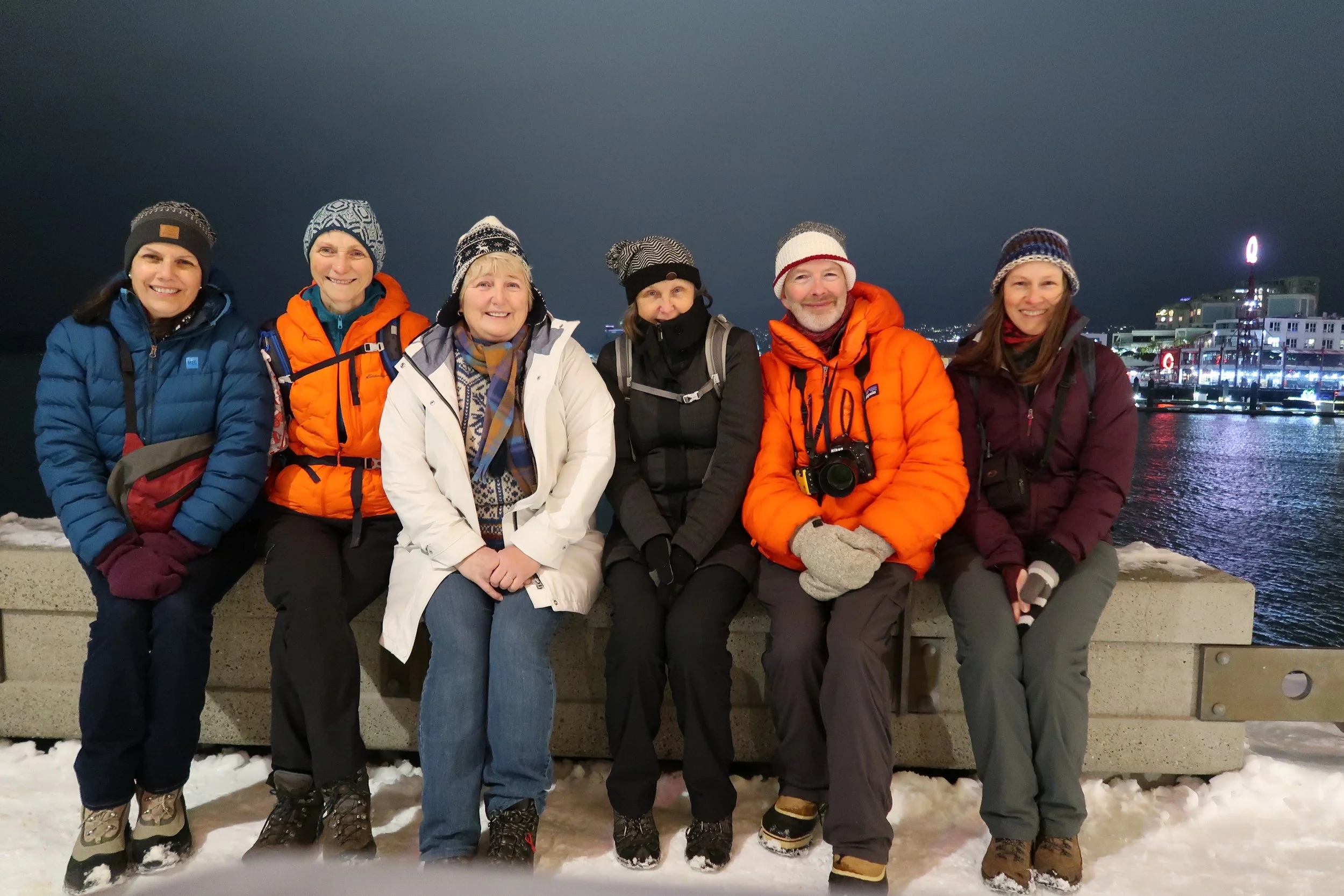 Happy Hikers at the Water's Edge by Tamsin