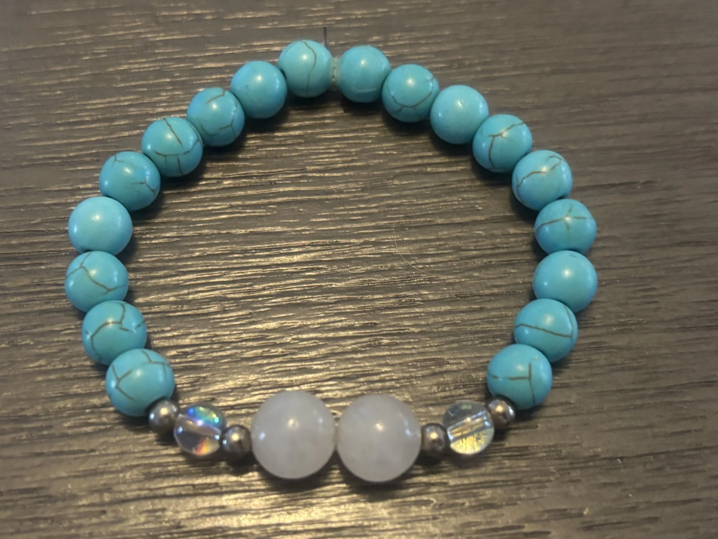 Rose Quartz and Turquoise Beaded Bracelet