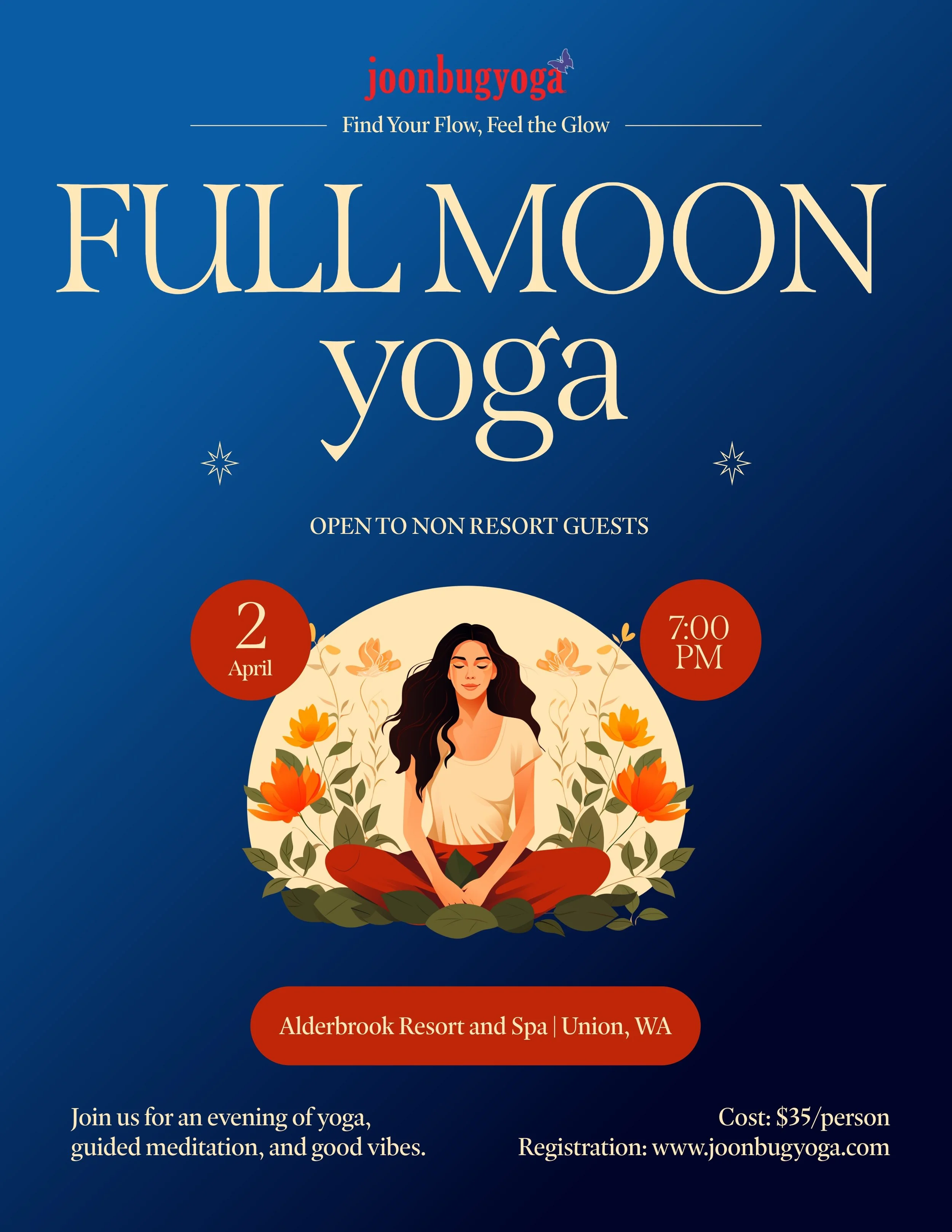 April 2nd Full Pink Moon Yoga at Alderbrook Resort and Spa
