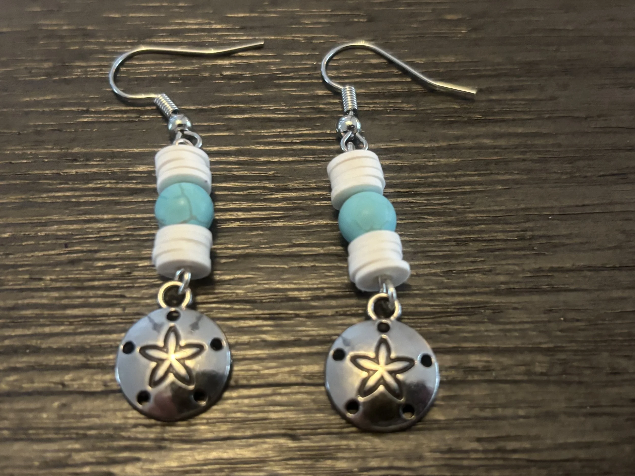 Sand Dollar Pendant Beaded Earrings
