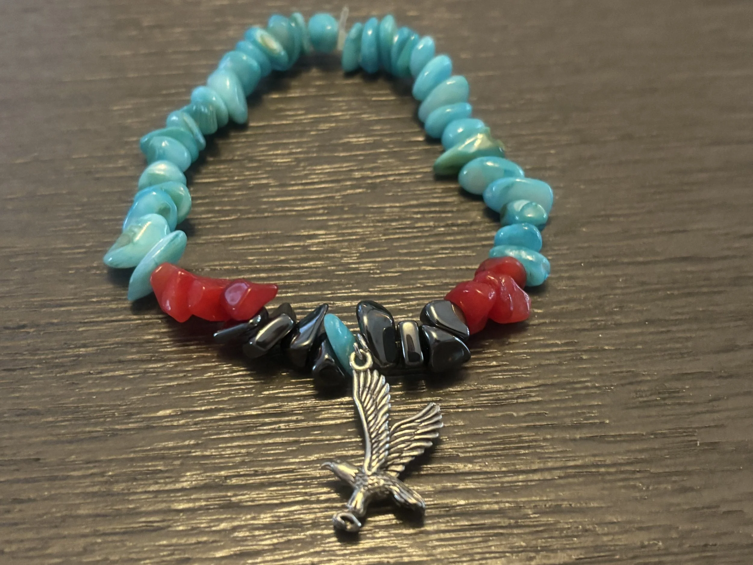Eagle Pendant Beaded Bracelet