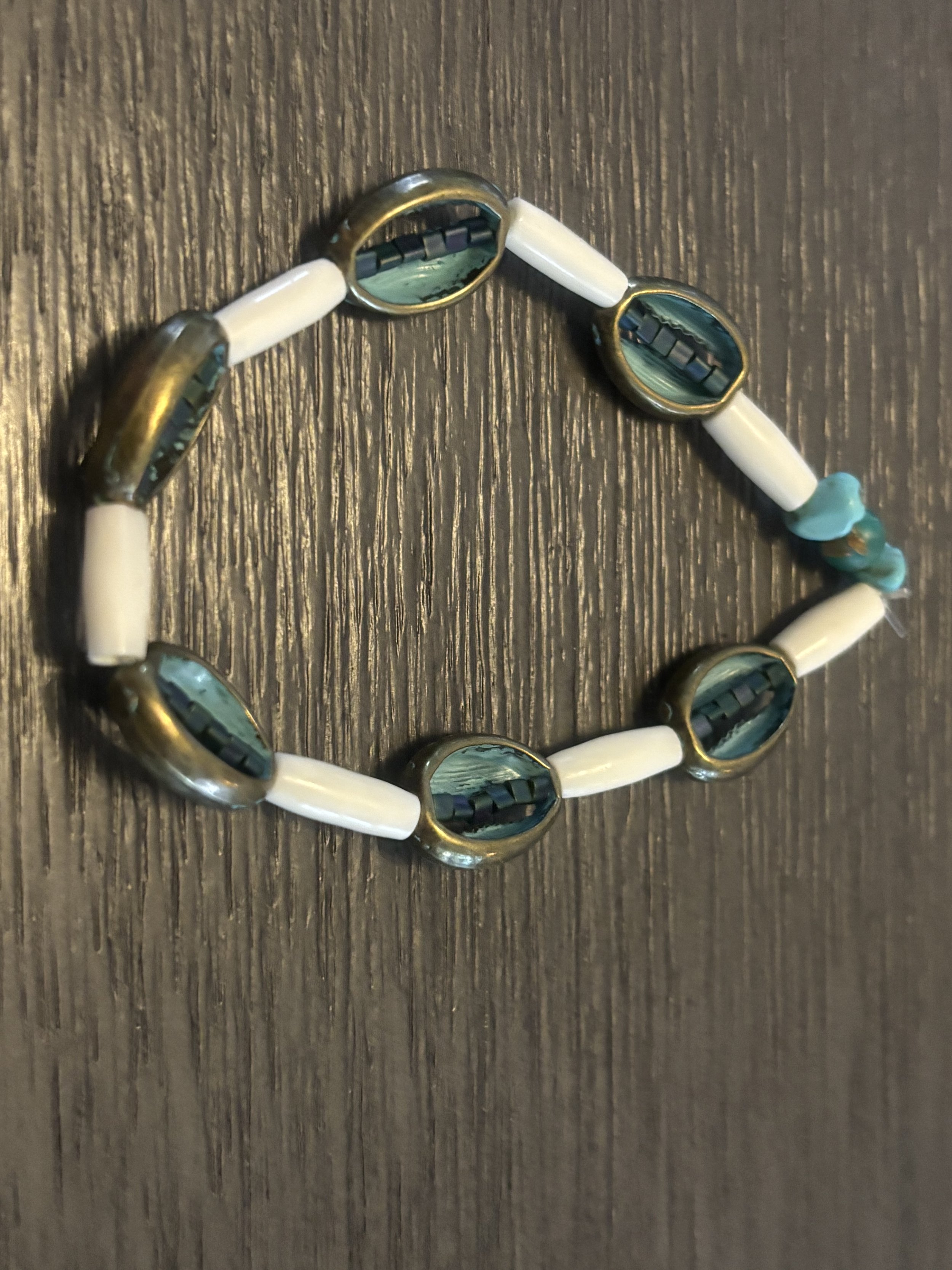 Shell, Turquoise and Bone Beaded Bracelet