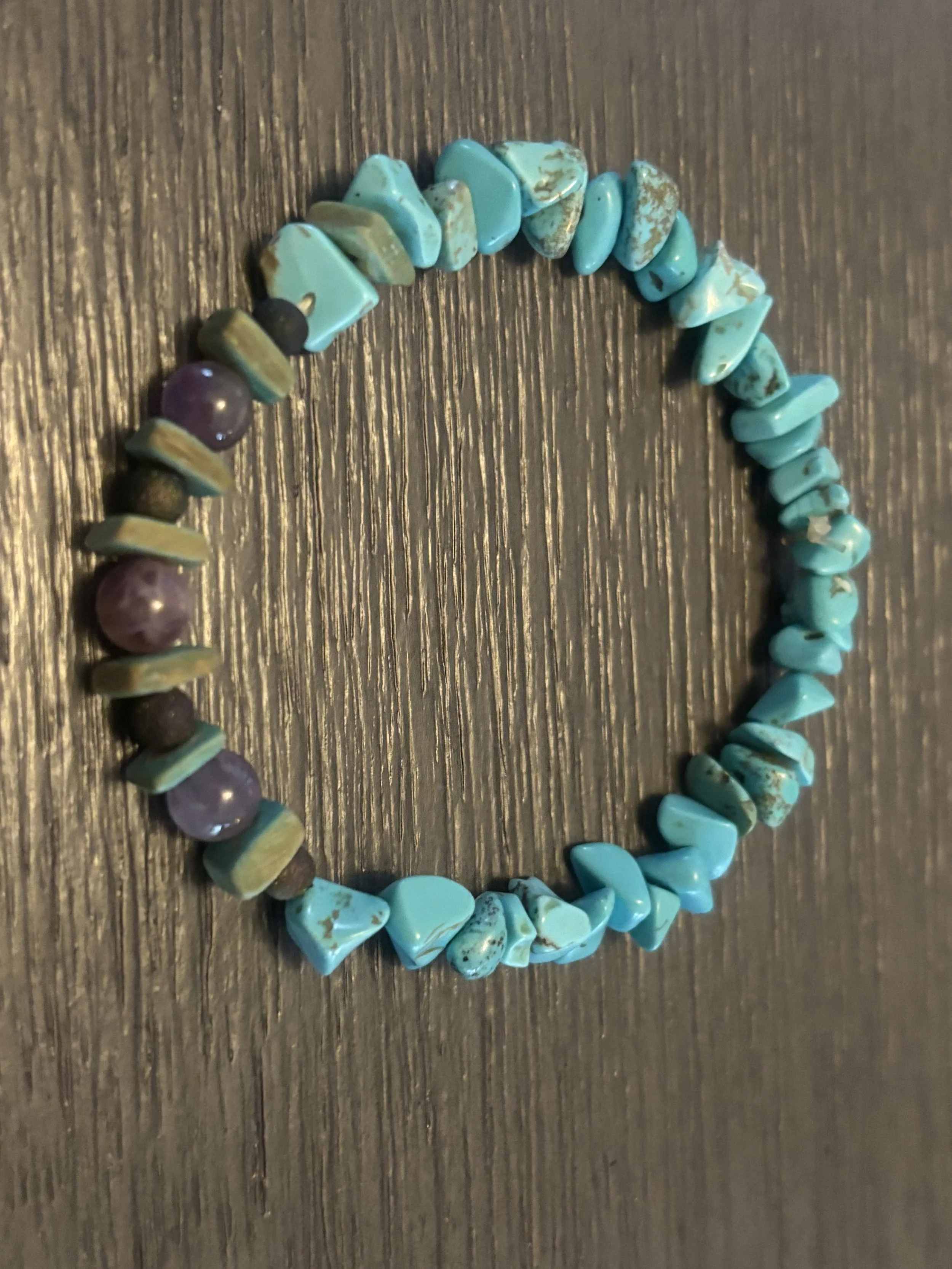 Turqoise and Amethyst Beaded Bracelet