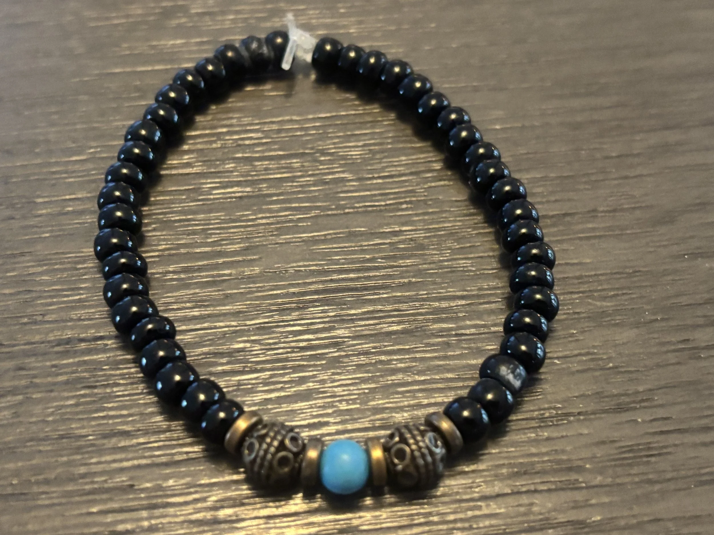 Turquoise and Black Beaded Bracelet