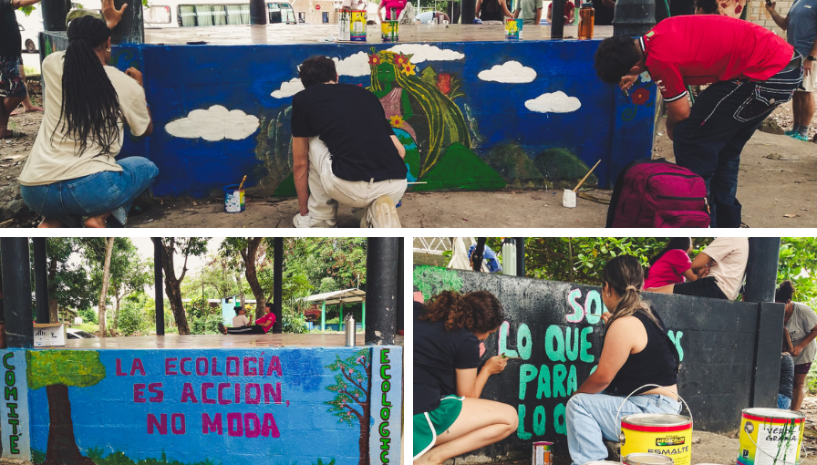 The murals on the kiosk