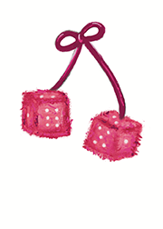 Pink fuzzy dice