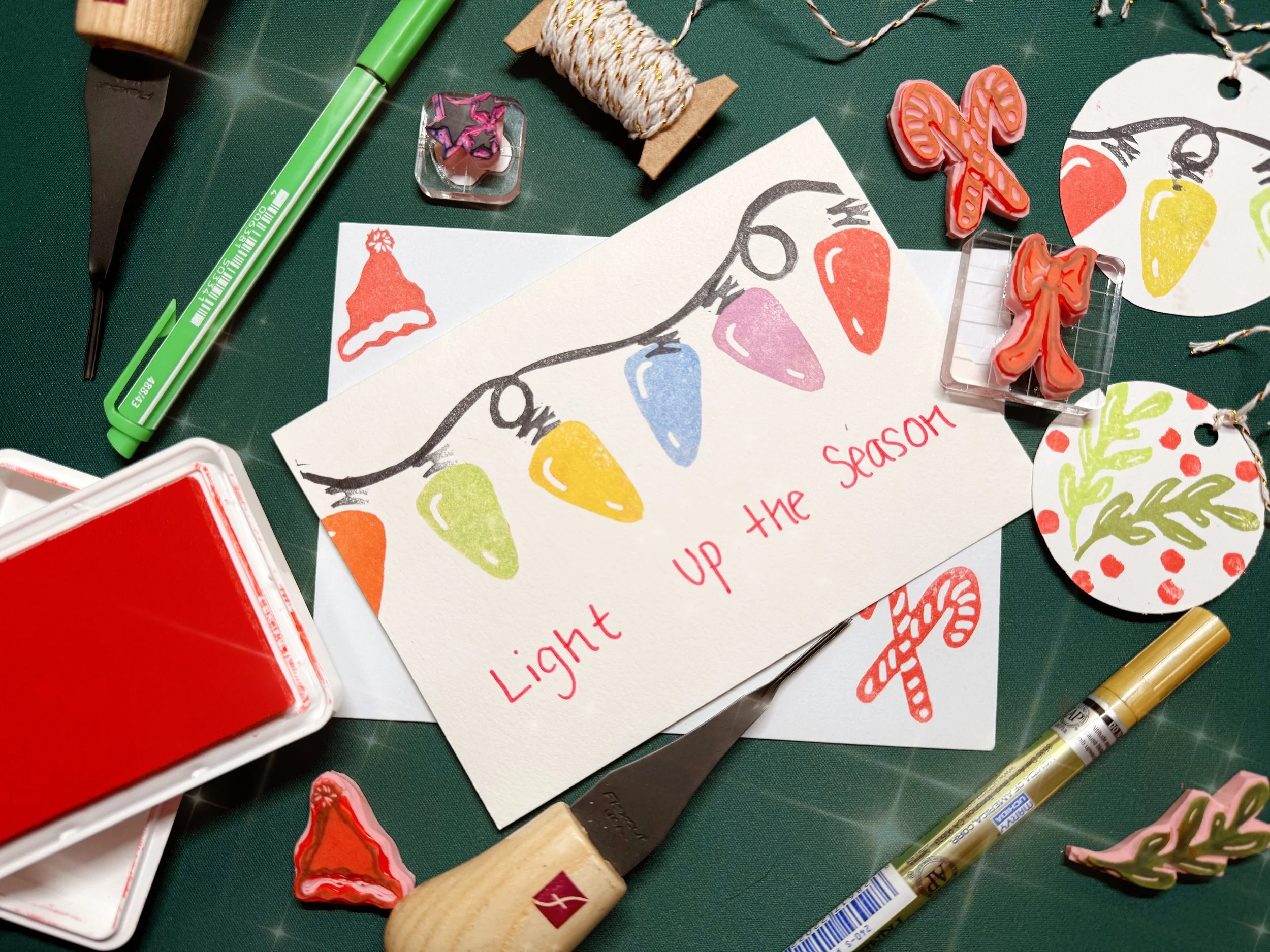 Block carving class: Holiday cards & gift tags
