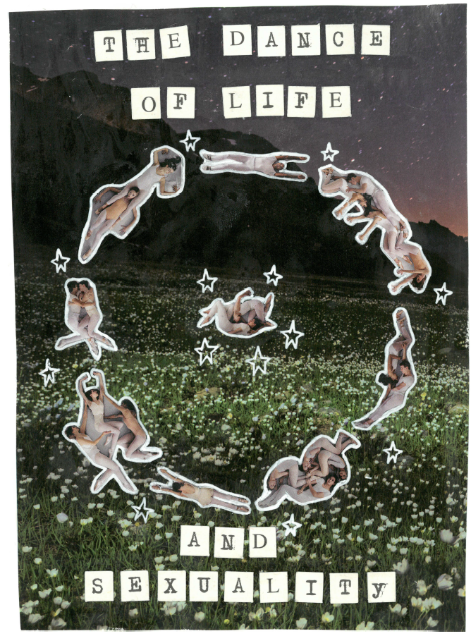 Luvy Vishek | The Dance of Life and Sexuality | 8.5 X 11 | Mixed-media collage | $20