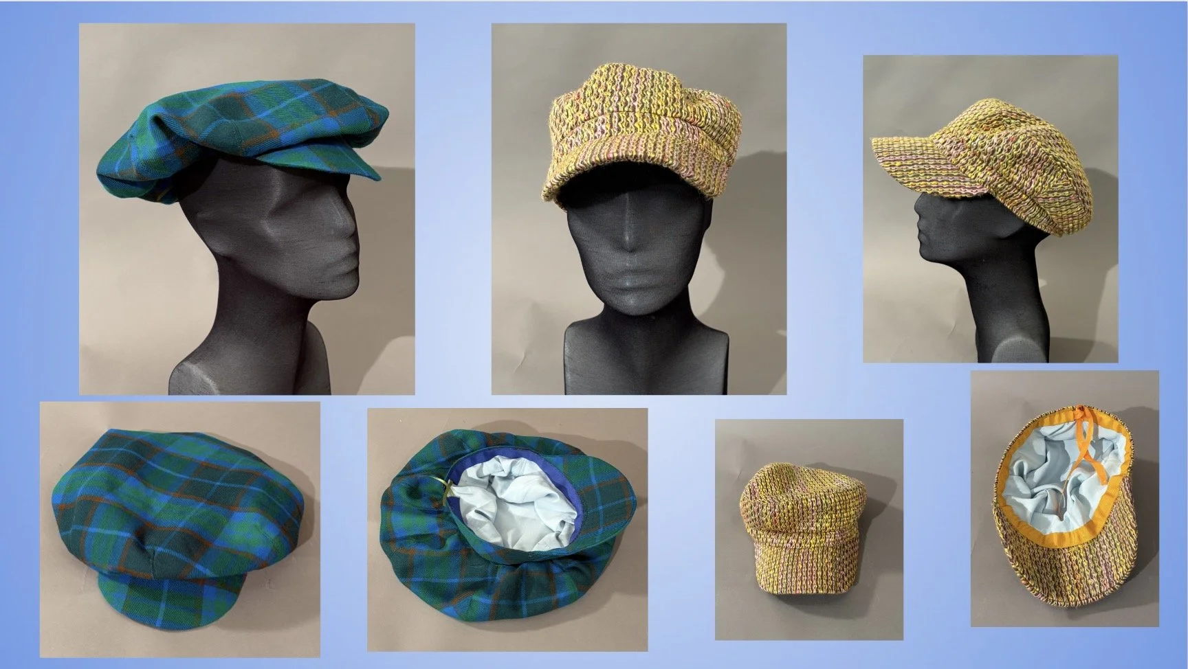 Millinery: Flat caps from intensive, 50 pence and knock off