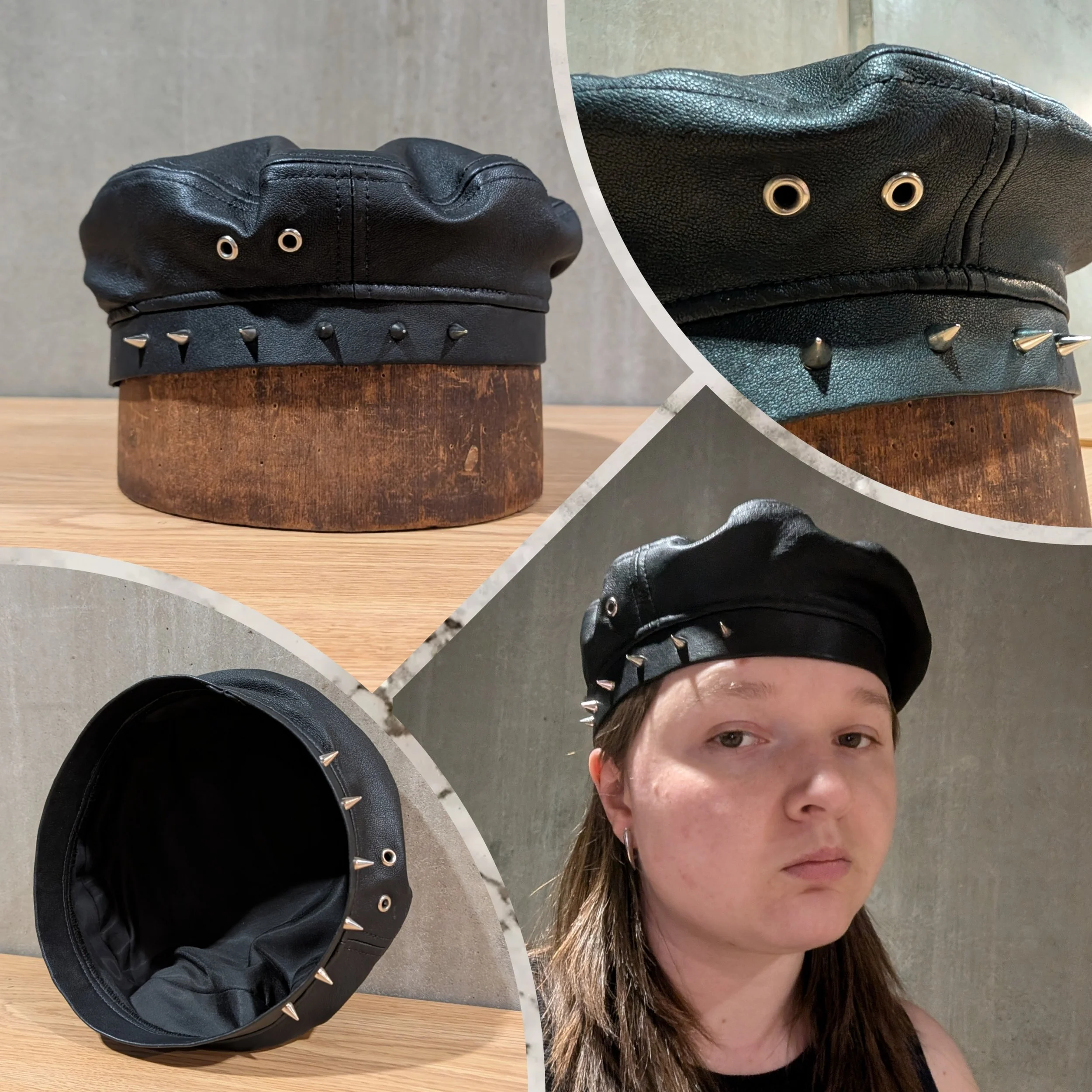 Spiked Leather Hat (Millinery, Accessories, and Leather work)