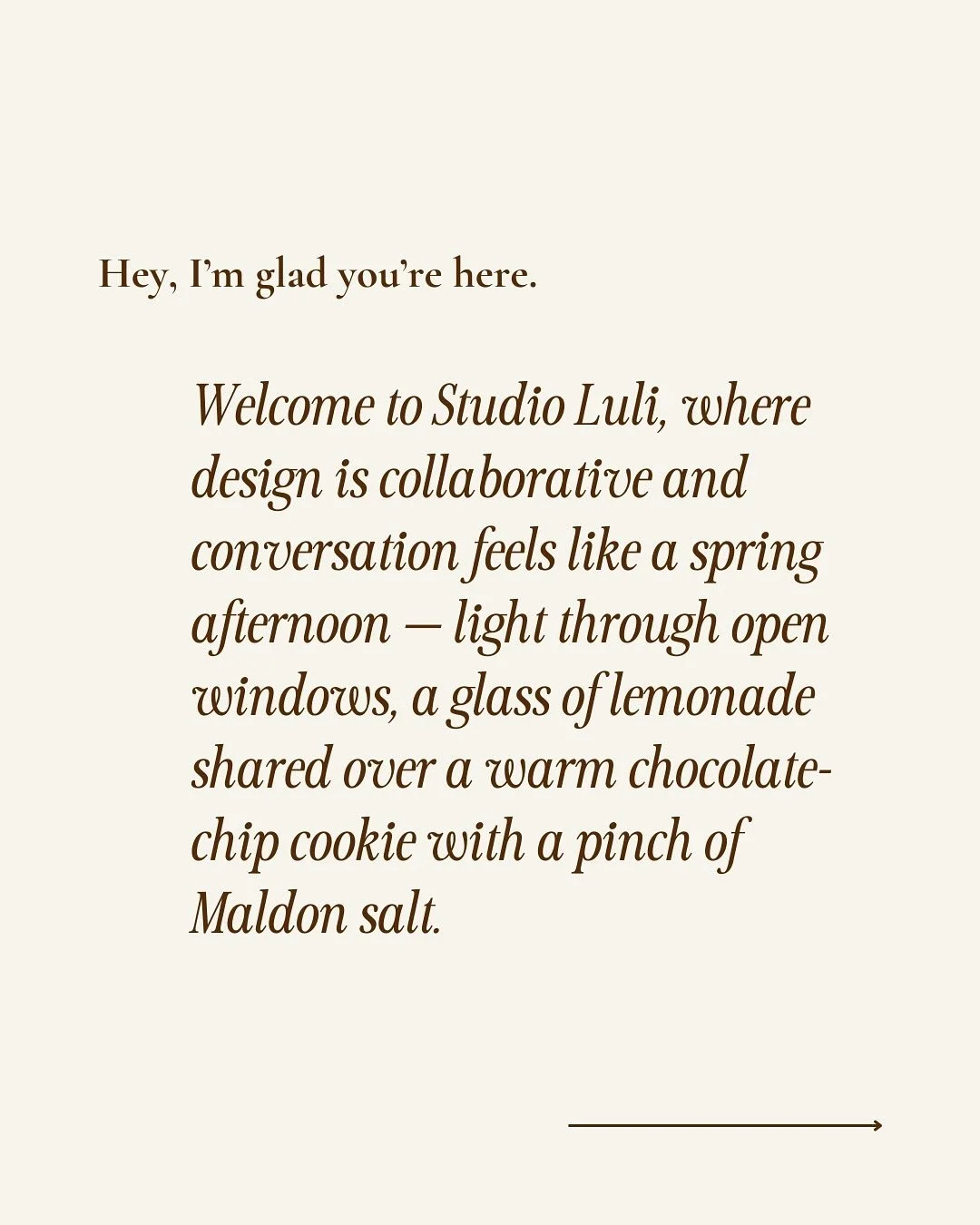 The best design lives in the details. ✨🍋 🍪 

At Studio Luli, every project starts with connection and ends with something that feels just right, whether it&rsquo;s a brand, a website, custom swag or a space. 

Glad you&rsquo;re here 🤎🤎🤎
Tell me 