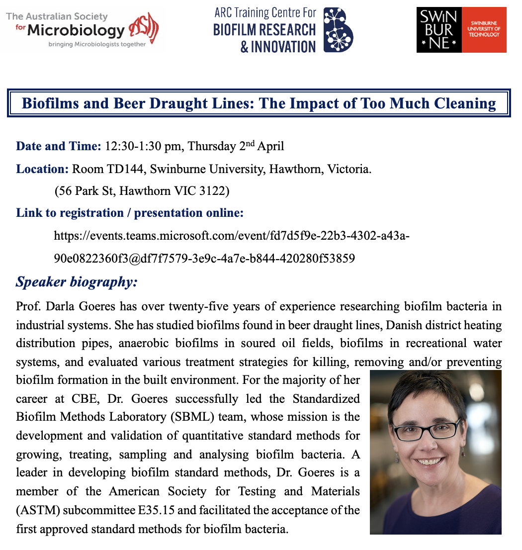 Visiting Speaker - Professor Darla Goeres