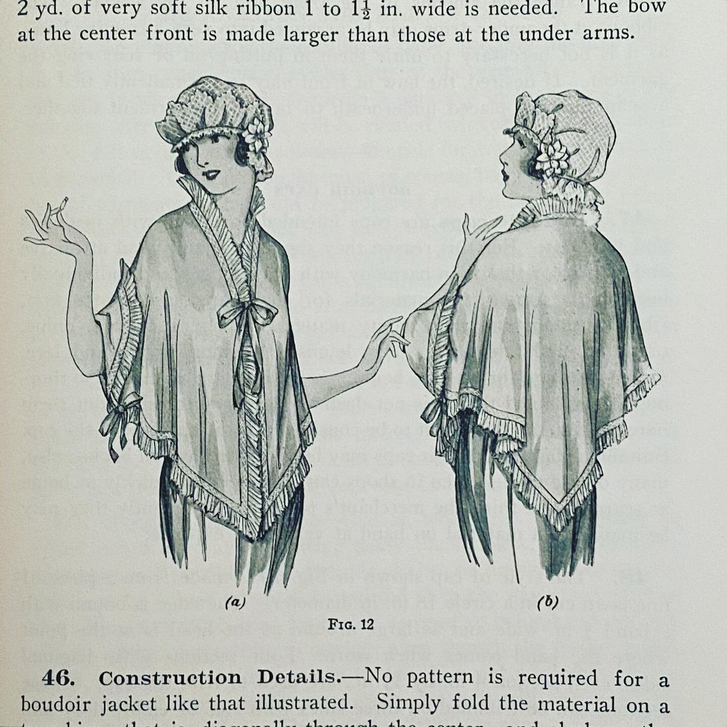 Boudoir jacket and lace cap. &lsquo;Maternity and Infants&rsquo; Garments,&rsquo; Women&rsquo;s Institute of Domestic Arts &amp; Sciences, 1917. 
#fashionhistory #dresshistory #maternityfashion #vintagematernity #1910s