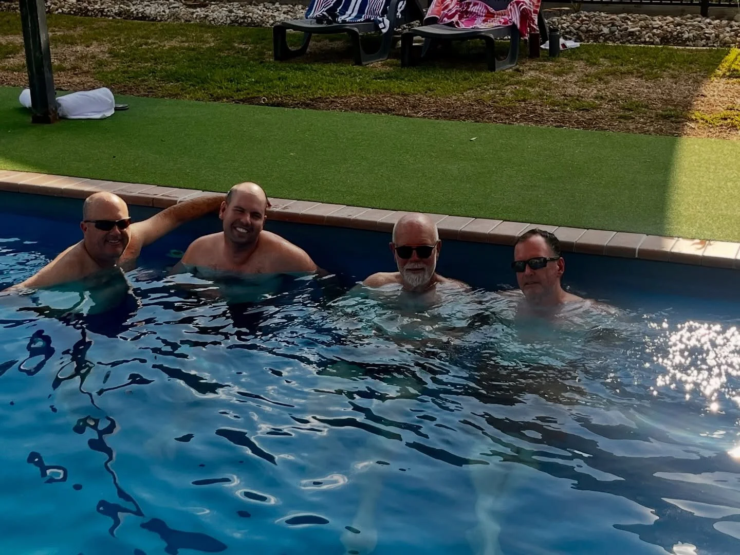 Glad today is done. Just shy of 65kms with a 200m more of elevation (see story) than yesterday..
Pretty much the first thing we did was jumped on the pool cause it was 35 degrees! Saying that it&rsquo;s all for the cause of childhood stroke research 