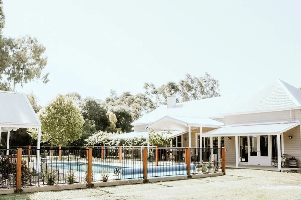 Backyard, swimming pool and verandah at the house Lisa and Boots renovated using passive solar principles