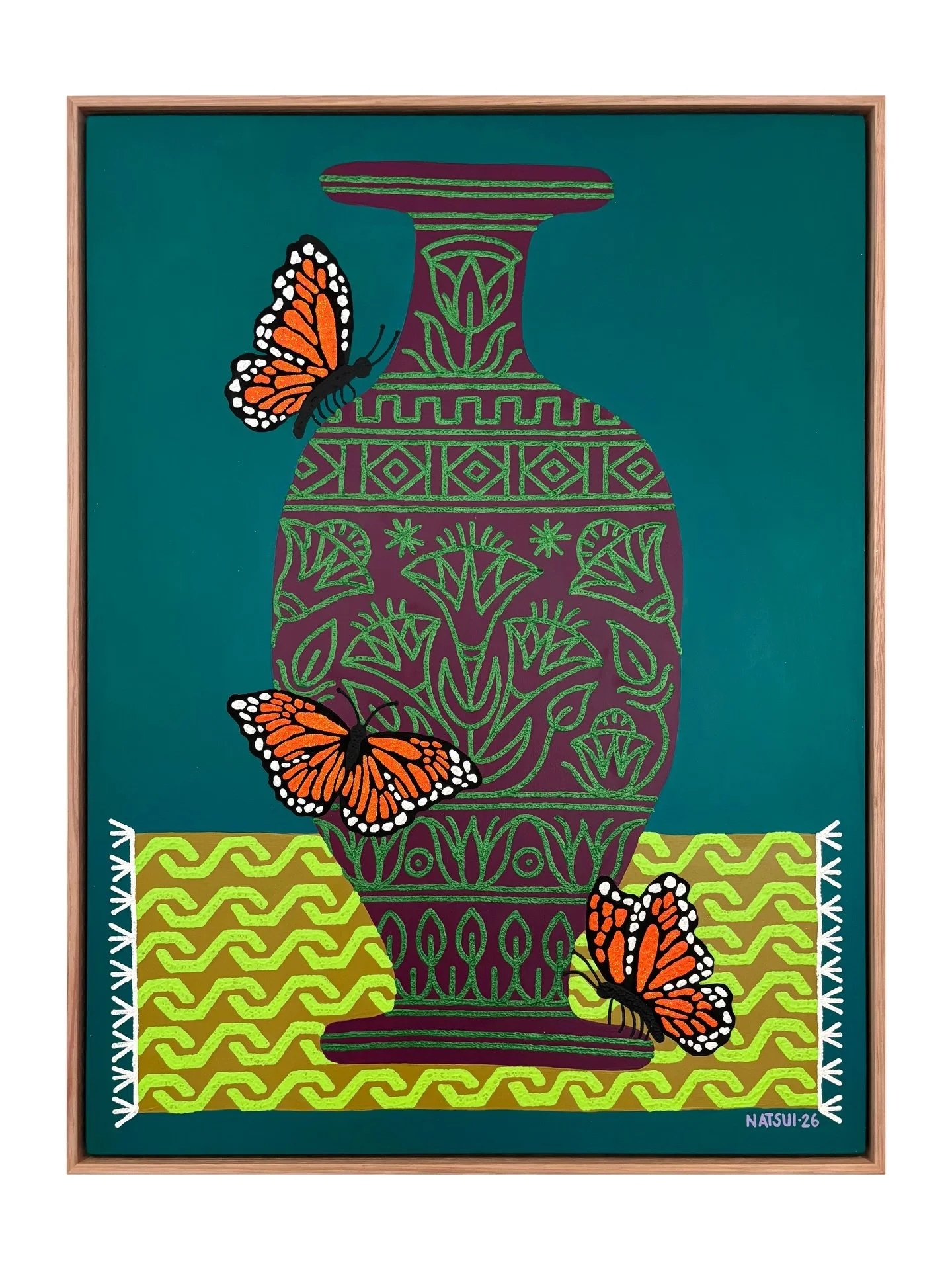&lsquo;The Enchatment&rsquo; (AVAILABLE via @fenton_and_fenton) // Acrylic &amp; glitter on panel, 48x63cm in Vic Ash float frame 🦋 Link in bio for more details. This piece is currently on show as part of the Apres-Club collection at @fenton_and_fen